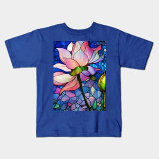 Stained Glass Lotus Flowers Kids T-Shirt